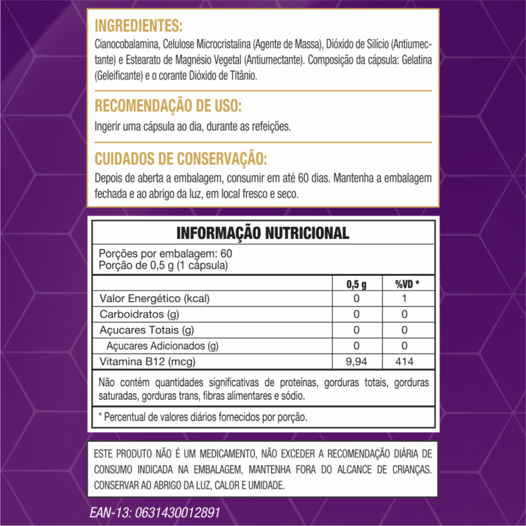 Vitamina B12 500mg 60 Cápsulas Wod Nutrition