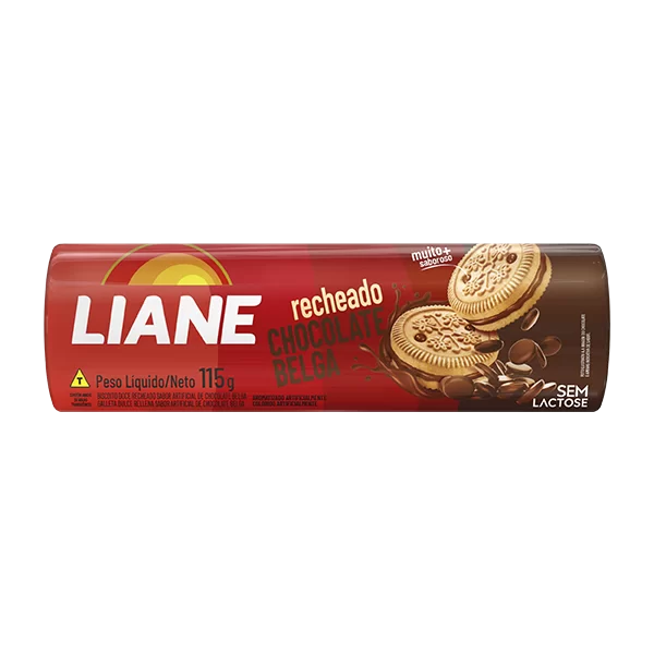 Biscoito Recheado sem Lactose 115g sabor Chocolate Belga | Liane