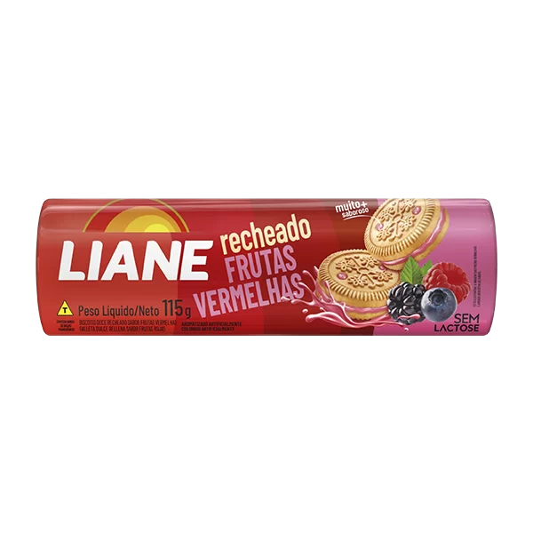 Biscoito Recheado C/Frutas Vermelhas S/Lactose 115g Liane