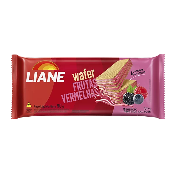 Wafer sem lactose 90g sabor frutas vermelhas | Liane