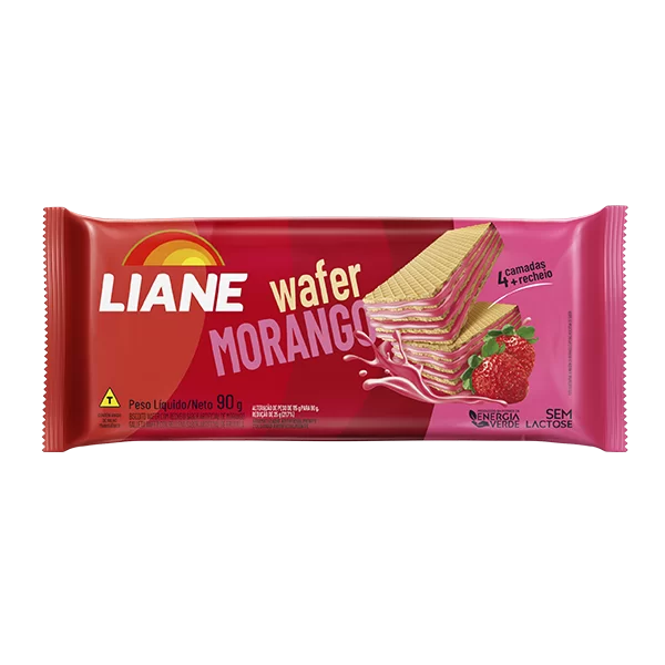 Wafer sem lactose 90g sabor morango | Liane
