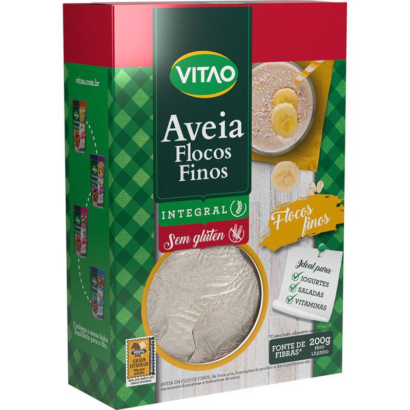 Aveia em Flocos Finos Sem Glúten 200g Vitao