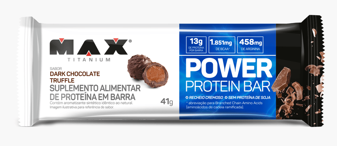 Power Protein Bar - 12 Unidades 41G Dark Chocolate Truffle, Max Titanium