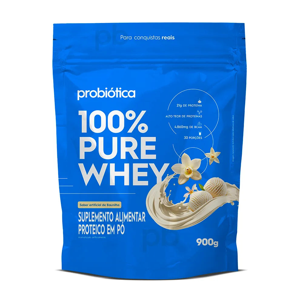 100% Pure Whey Refil 900g - Probiotica - Baunilha