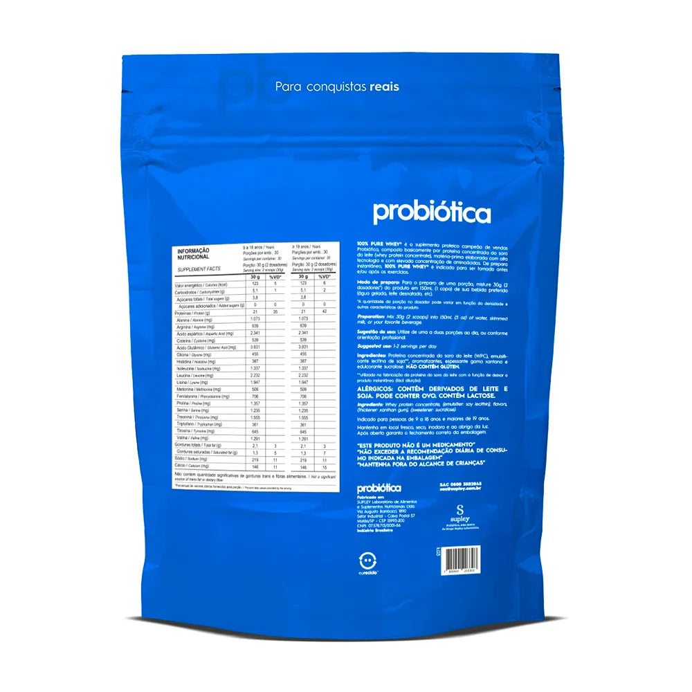 100% Pure Whey Refil 900g - Probiotica - Baunilha