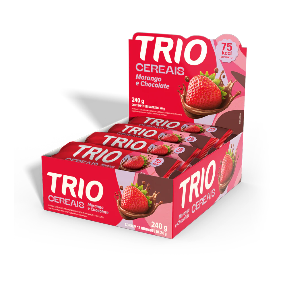 TRIO CEREAIS 12X20G MORANGO C/CHOC.