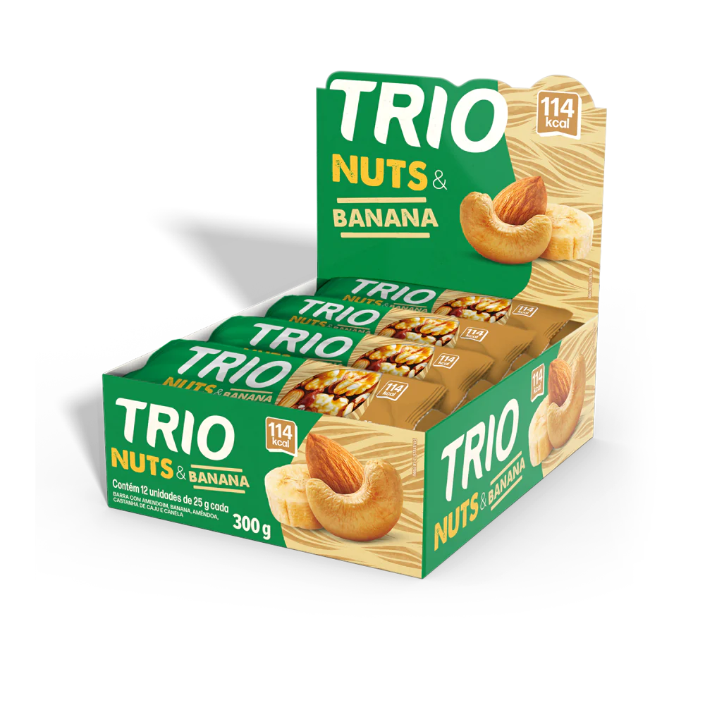 Trio Nuts sem Glúten 12x25g sabor Banana | Trio