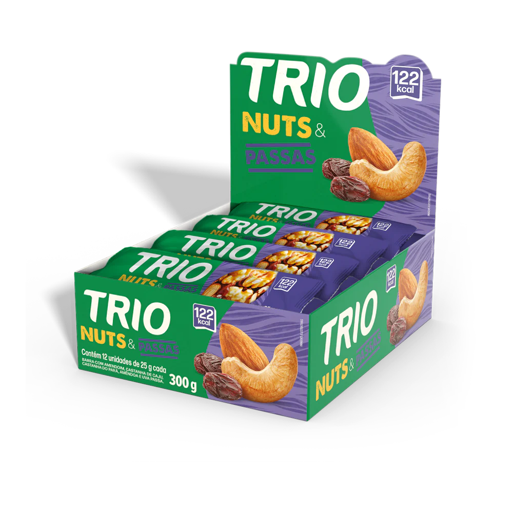 TRIO NUTS S/GLUTEN 12X25G PASSAS