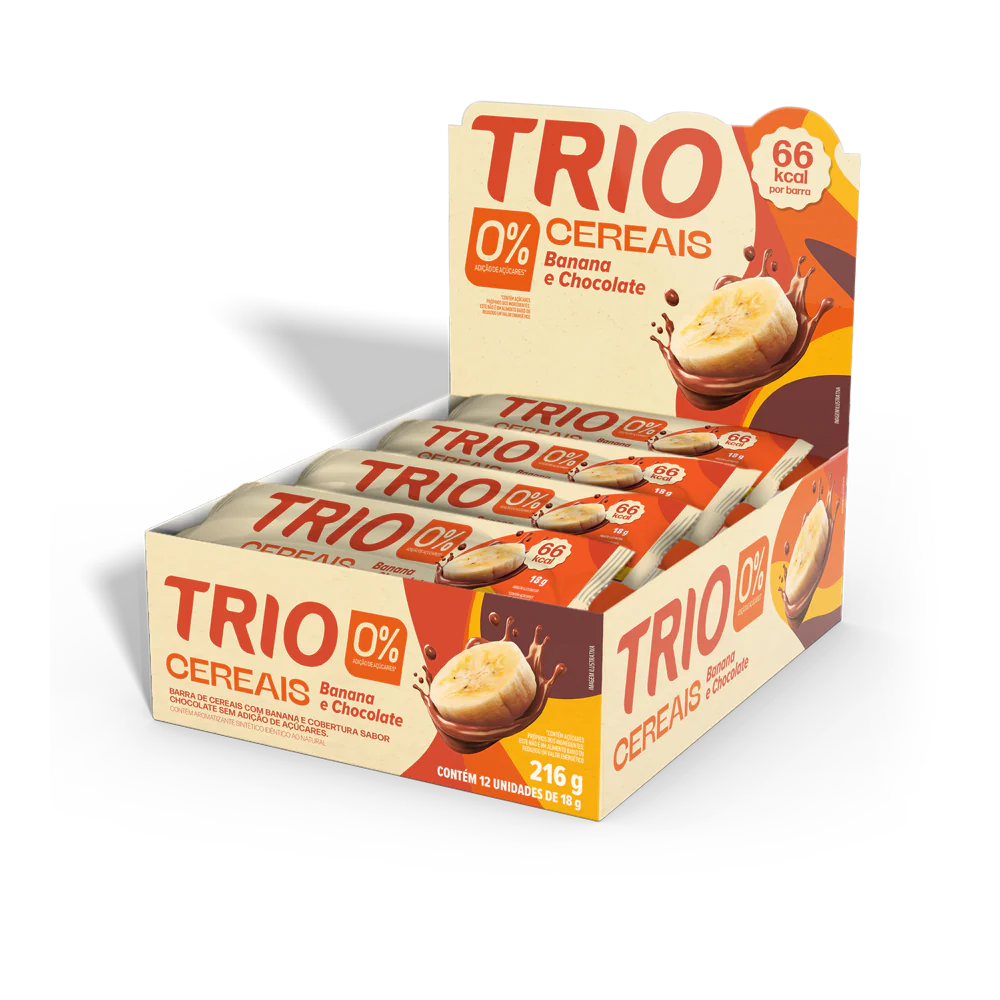TRIO CEREAIS ZERO ACUCAR 12X18G BANANA C/CHOC.
