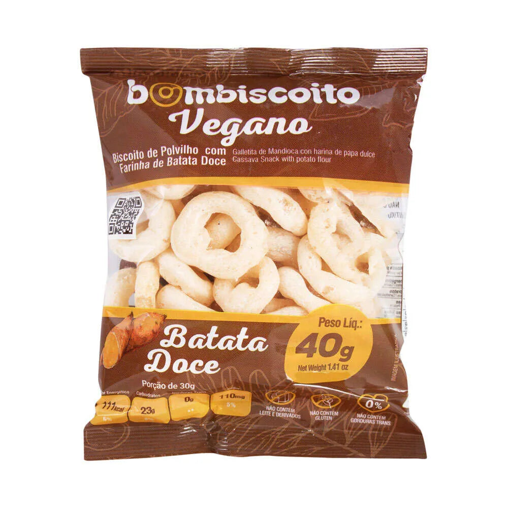 Biscoito de Polvilho Vegano sem Glúten 40g sabor Batata Doce | Bombiscoito