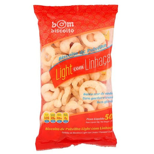 Biscoito Polvilho Linhaça S/Glúten S/Lactose 50g Bombiscoito