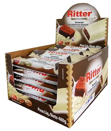 Barra Cereal Caixa 144x20g sabor Brownie com Cobertura de Chocolate Branco | Ritter