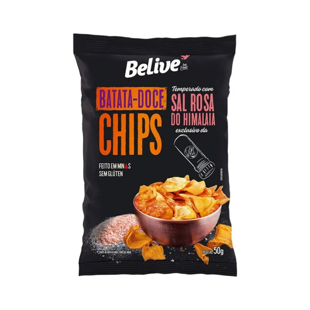 Batata Doce Chips S/Glúten Sal Rosa Do Himalaia 50g Belive