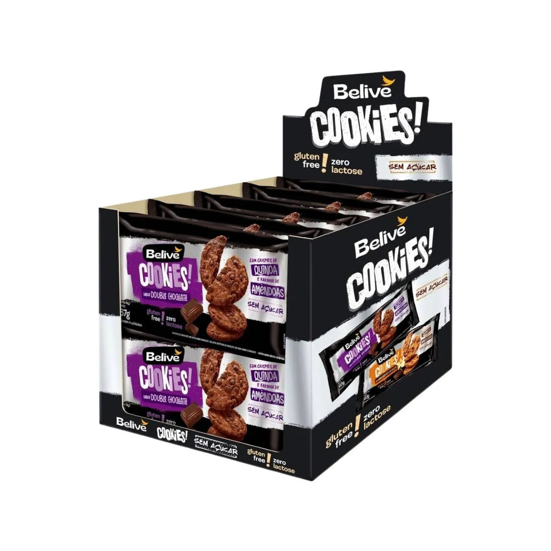Cookie Belive Zero Açúcar, sem Glúten e sem Lactose 10x67g sabor Double Chocolate | Belive
