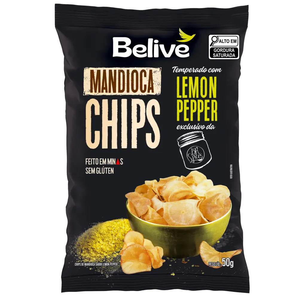 Mandioca Chips Belive sem Glúten 50g sabor Lemon Pepper | Belive