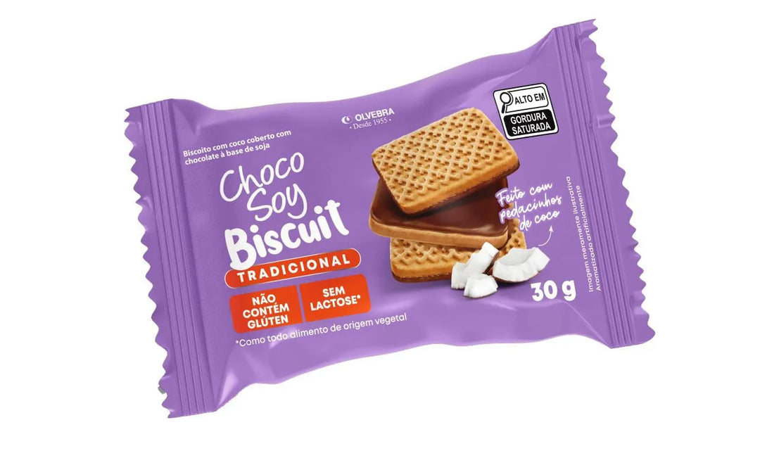 ChocoSoy Biscuit Tradicional sem Lactose e sem Glúten 18x30g | Olvebra