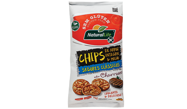 Chips de Arroz Integral e Milho Churrasco Sem Glúten 70g Natural Life