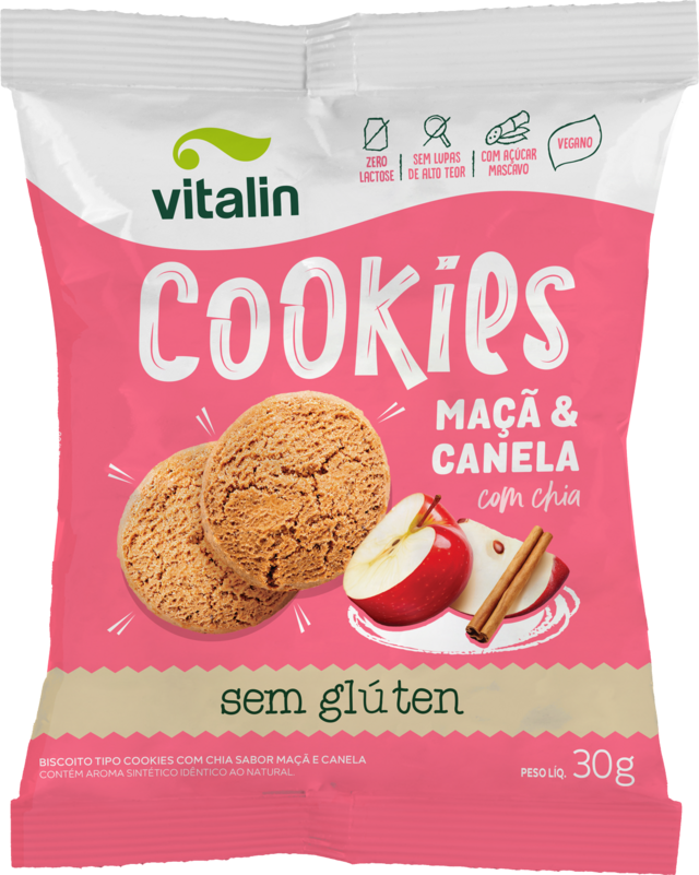 Cookie De Chia Maçã E Canela Vitalin Sem Glúten 30g