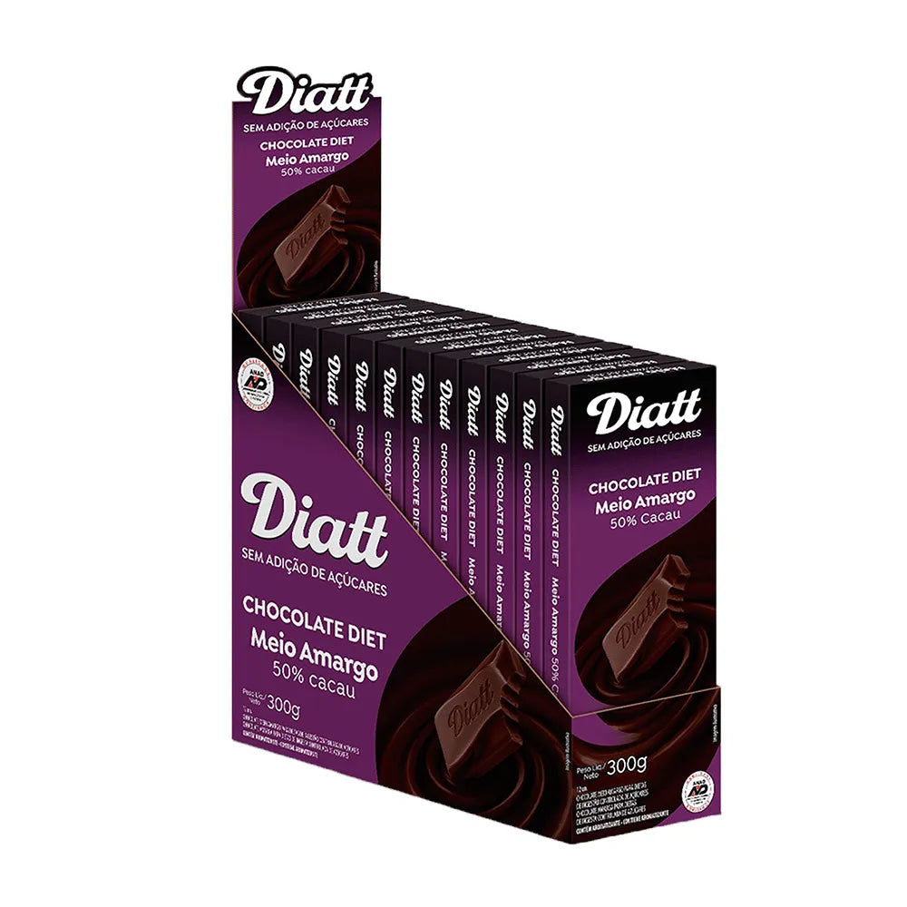 CHOC.DIET S/ACUC/GLUTEN 12X25G MEIO AMARGO 50% CACAU