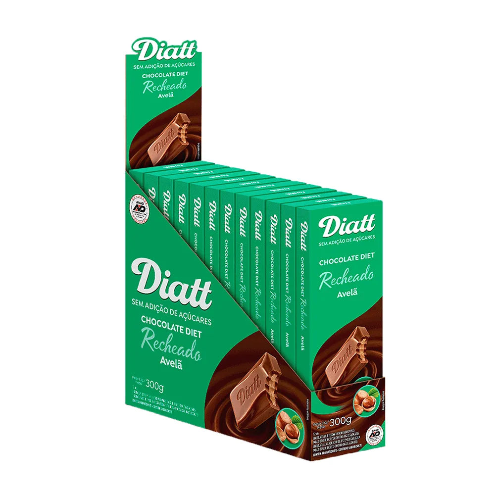 Chocolate Diet Ao Leite C/ Avelã 12 unidades 25g Diatt