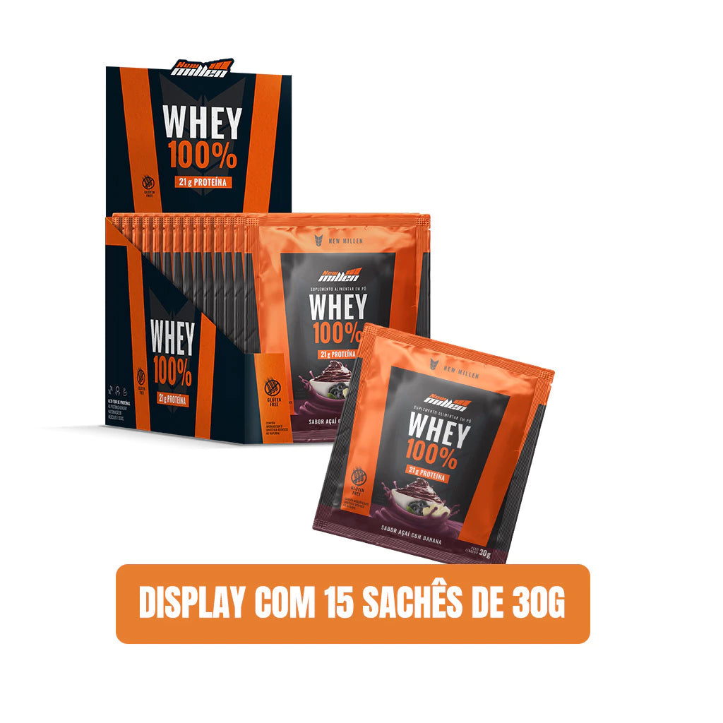 Whey Protein 100% Açaí com Banana 15x30g | New Millen