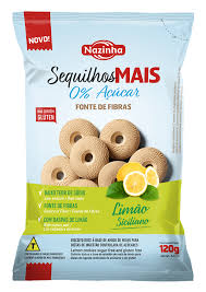 Sequilho mais zero açúcar e sem glúten 120g sabor limão siciliano | Nazinha