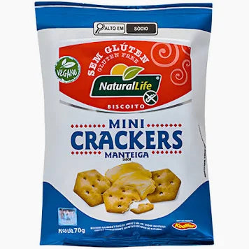 Biscoito mini Crackers Veganos Sem Glúten Sabor Manteiga 70g | Natural Life