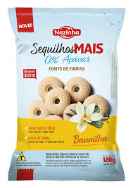 Sequilho mais zero açúcar, lactose e glúten 120g sabor baunilha | Nazinha