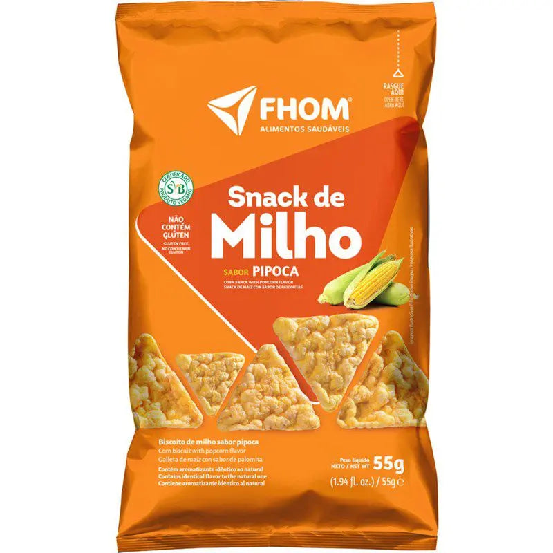 Snack de Milho Vegano sabor Pipoca 55g | Fhom Ind. Com.