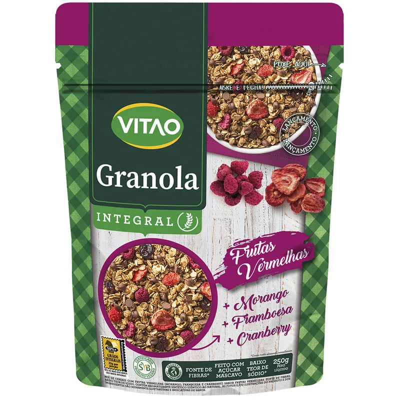 Granola Integral Vegana 250g sabor Frutas Vermelhas | Vitao