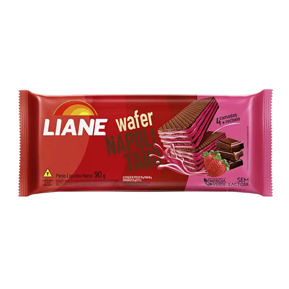 Biscoito Wafer Napolitano Sem Lactose 90g Liane
