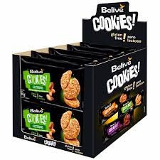 Cookie Belive sem Glúten e sem Lactose 10x80g sabor Castanhas | Belive