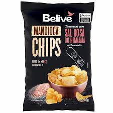 Mandioca Chips Belive temperado com Sal Rosa do Himalaia 50g