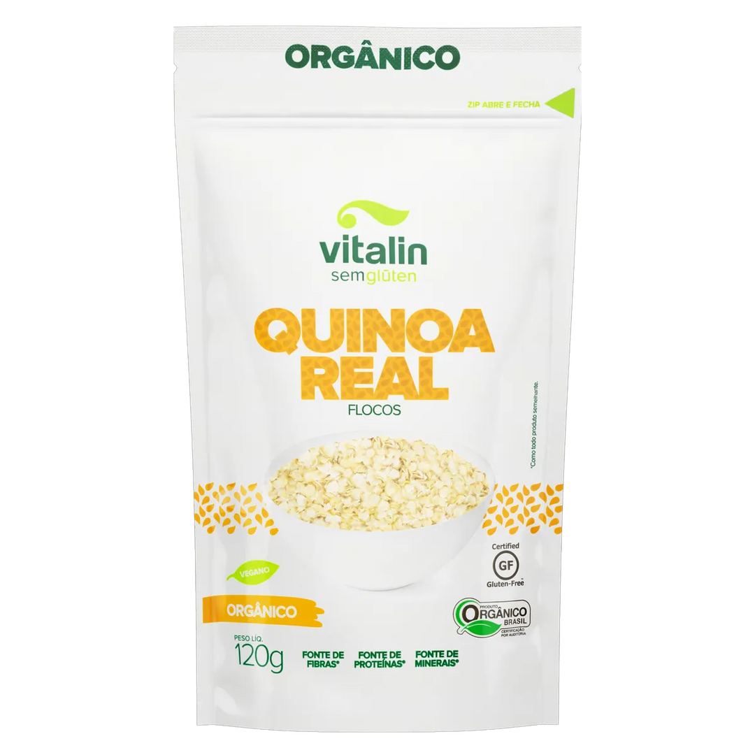 Quinoa Real em Flocos Orgânico Vegano sem Glúten 120g | Vitalin Alimentos