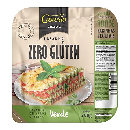 Massa Caseira para Lasanha Verde Sem Glúten Casarão 300g