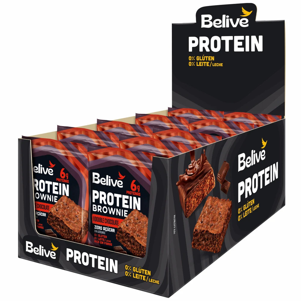 Brownie Proteico Double Chocolate Zero Açúcar, Lactose e Glúten 10 unidades 40g Belive