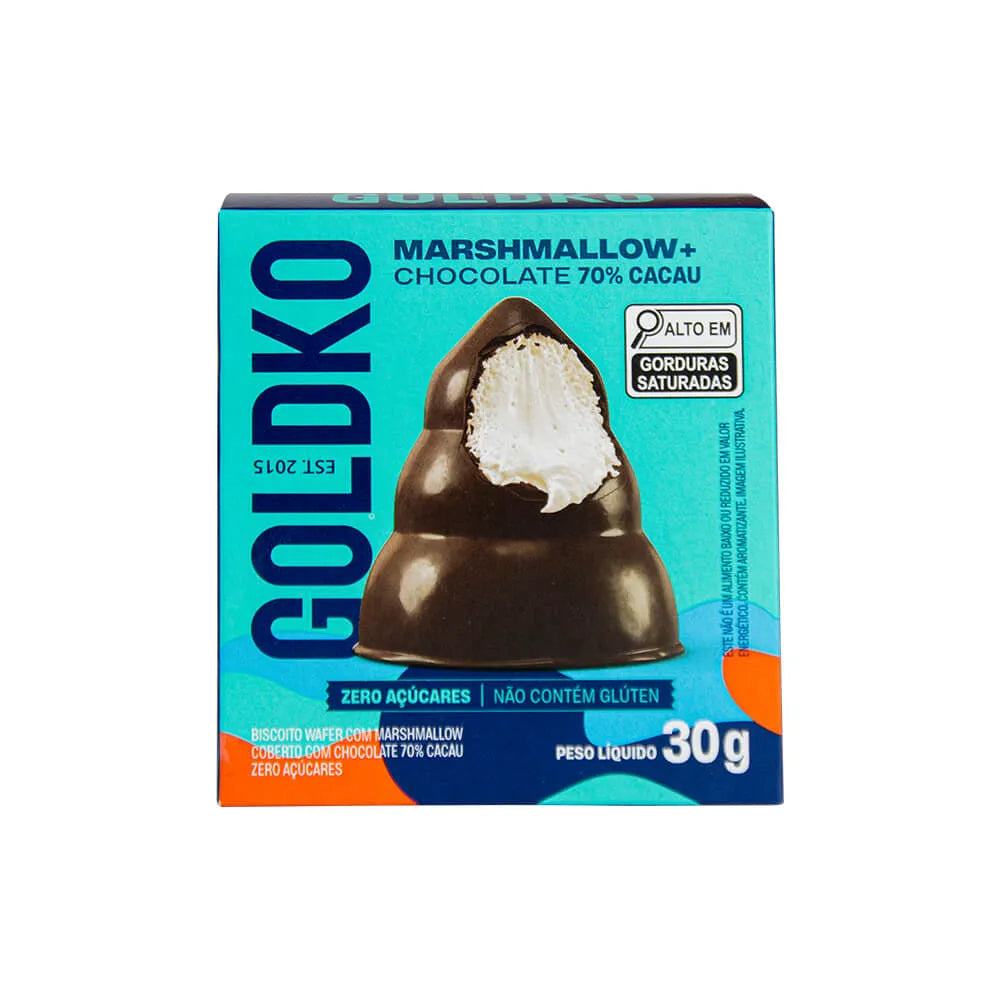 Marshmallow 70% Cacau Zero Açúcar 30g | Goldko