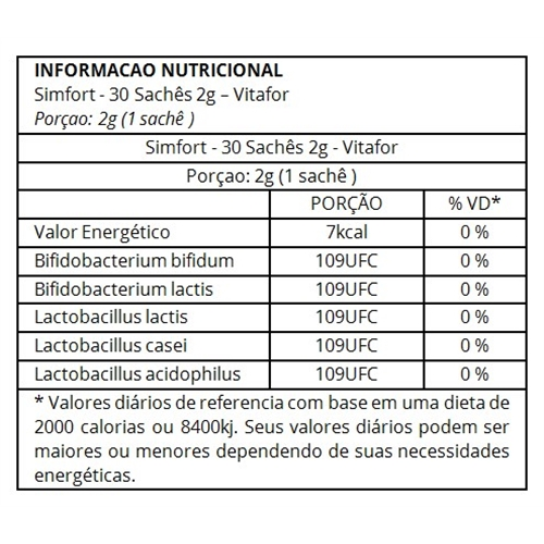 Simfort 30 Sachês 2g Vitafor