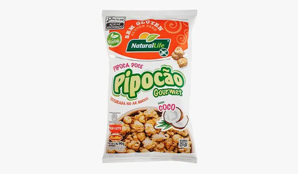 Pipocão Doce Gourmet Vegano Sem Glúten 90g sabor Coco | Natural Life