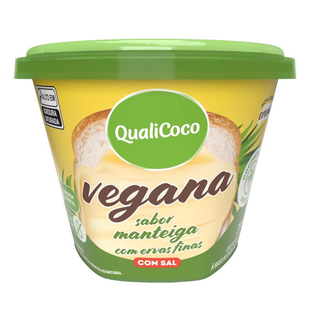 Manteiga de Coco com Sal Vegana 200g Ervas Finas | QUALICOCO