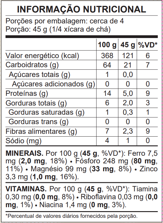 Quinoa Real Vermelha Grãos Orgânica Vitalin 200g