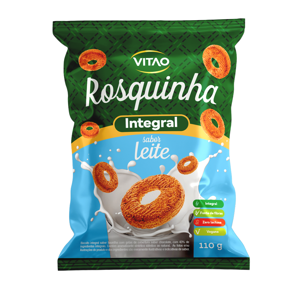 Rosquinha Integral Vegana Sem Lactose 110g sabor Leite | Vitao