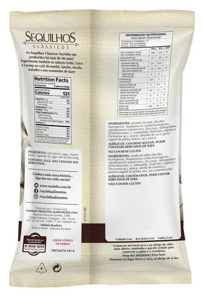 Sequilho clássicos sem lactose e sem glúten 300g sabor nata | Nazinha