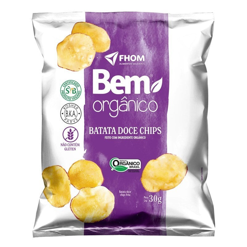 Batata Doce Chips Orgânica Vegana 30g | FHOM Indústria