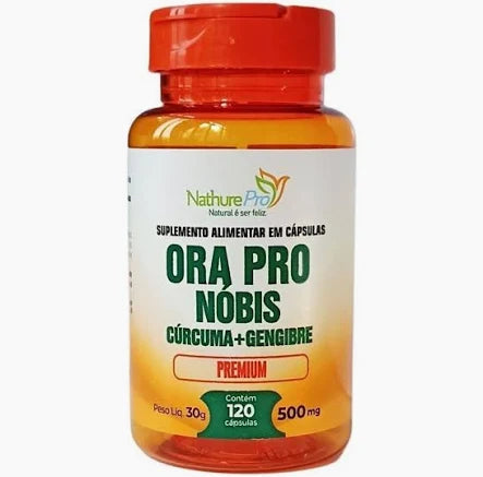 Ora-pro-nobis com cúrcuma e gengibre 500mg 120 cápsulas | NathurePro