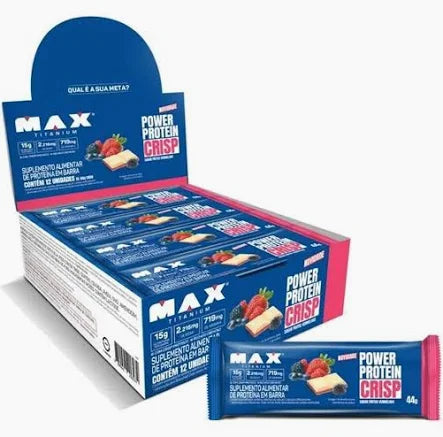 Barrinha proteica Power Protein Crisp frutas vermelhas 12x44g | Max Titanium