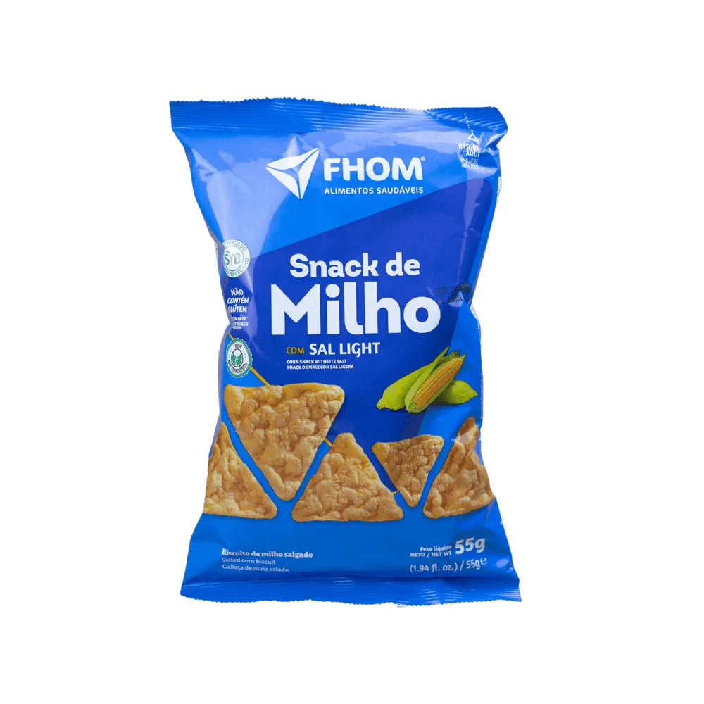 Snack de Milho Vegano com Sal Light 55g | Fhom Ind. Com.