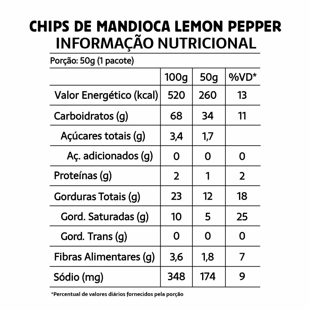 Mandioca Chips Belive sem Glúten 50g sabor Lemon Pepper | Belive