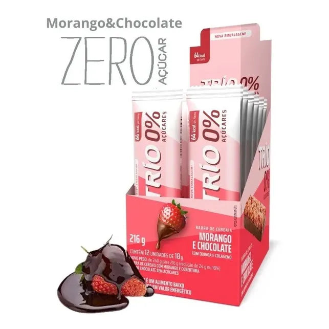 TRIO ZERO ACUCAR 12X18G MORANGO C/CHOC.