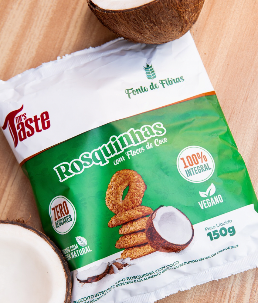 Rosquinha Integral Vegana Zero 150g sabor Coco | Mrs Taste